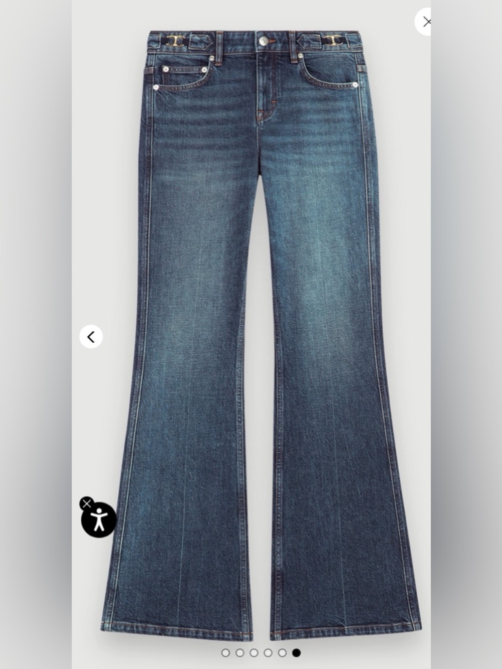 Maje Flared Jeans with Horsebit Detail High Waist Size 40 Designer Denim